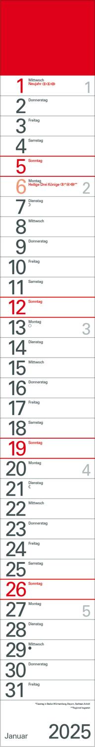 Cover: 9783731879541 | Streifenplaner Rot 2025 | Verlag Korsch | Kalender | 12 S. | Deutsch