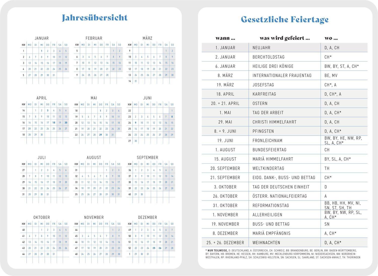 Bild: 4050003955292 | Großer Wochenkalender - 3 Minuten Tagebuch 2025 - Aquarell blau | 2025