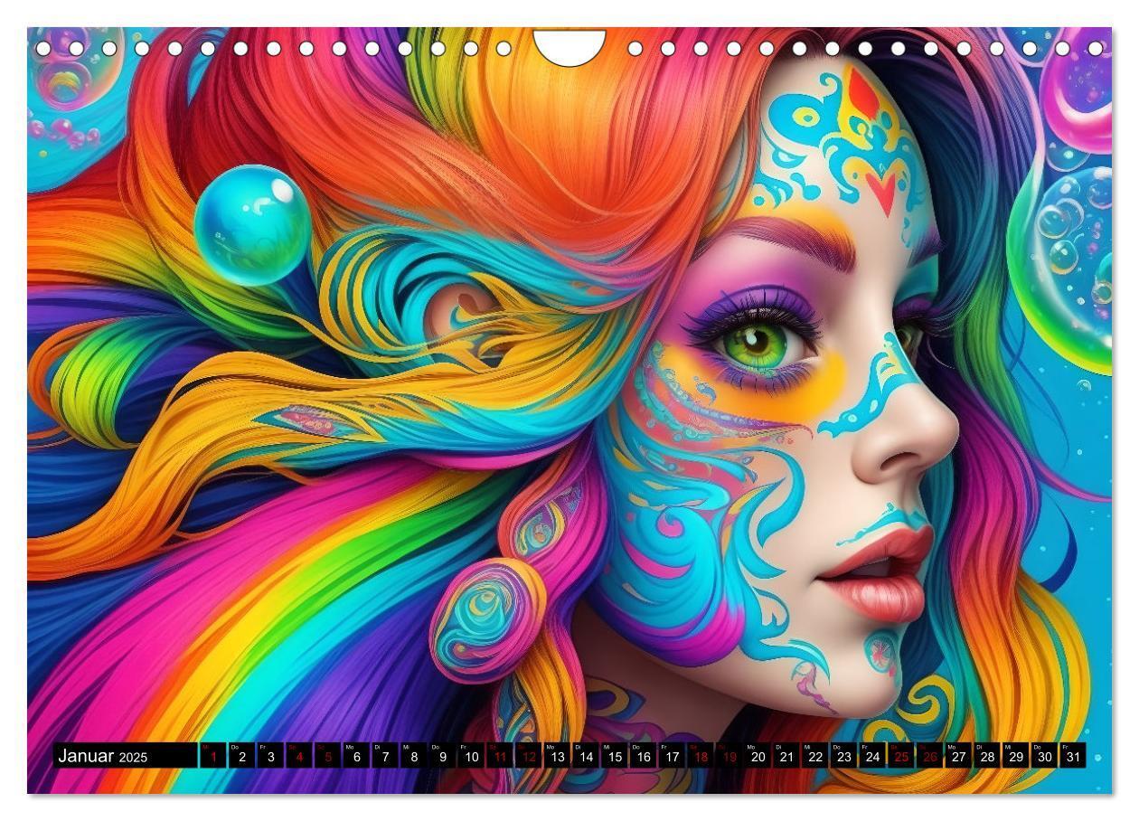 Bild: 9783383822995 | Psychedelische Ladies (Wandkalender 2025 DIN A4 quer), CALVENDO...