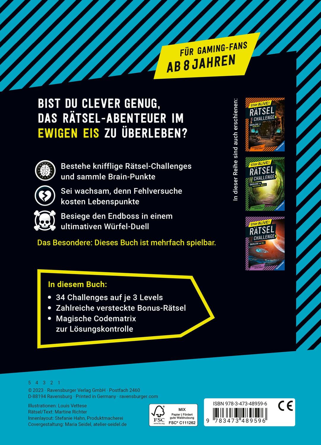 Rückseite: 9783473489596 | Ravensburger Stay alive! Rätsel-Challenge - Überlebe im ewigen Eis...