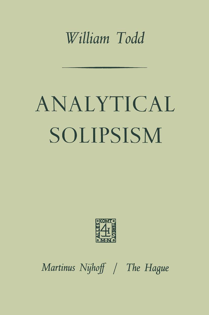 Cover: 9789401181839 | Analytical Solipsism | William Lewis Todd | Taschenbuch | Paperback