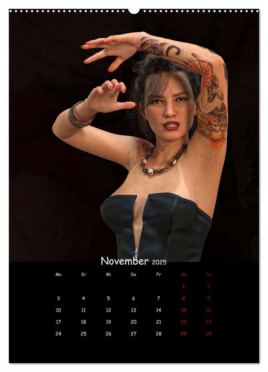 Bild: 9783435890378 | Portraits von tätowierten Frauen (Wandkalender 2025 DIN A2 hoch),...