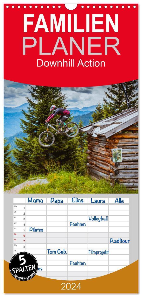 Cover: 9783383080234 | Familienplaner 2024 - Downhill Action mit 5 Spalten (Wandkalender,...
