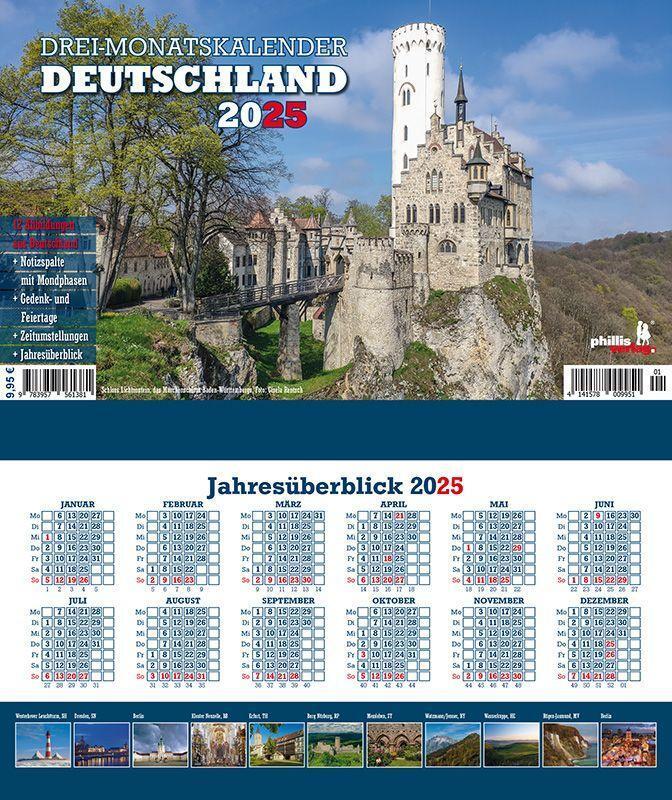 Cover: 9783957561381 | Drei-Monatskalender Deutschland 2025 | Jörg Neubert | Kalender | 2025
