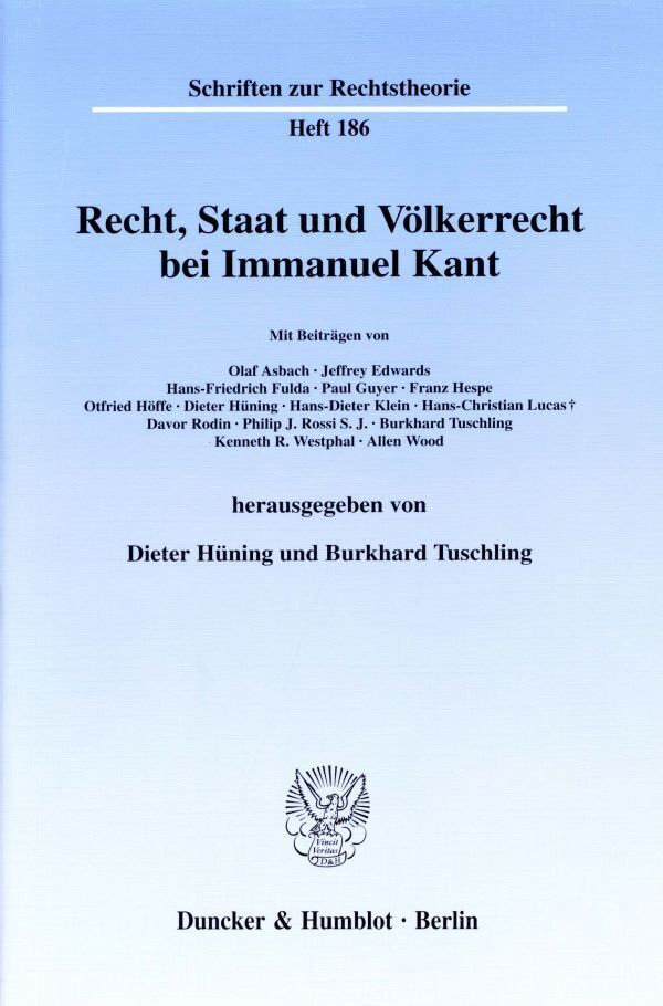 Cover: 9783428096022 | Recht, Staat und Völkerrecht bei Immanuel Kant. | Hüning (u. a.)