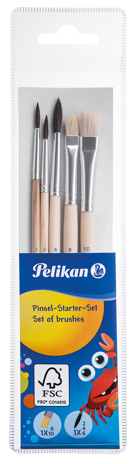 Cover: 4012700718167 | Pelikan Pinsel Starter-Set, 3 Haar- und 2 Borstenpinseln | 718163