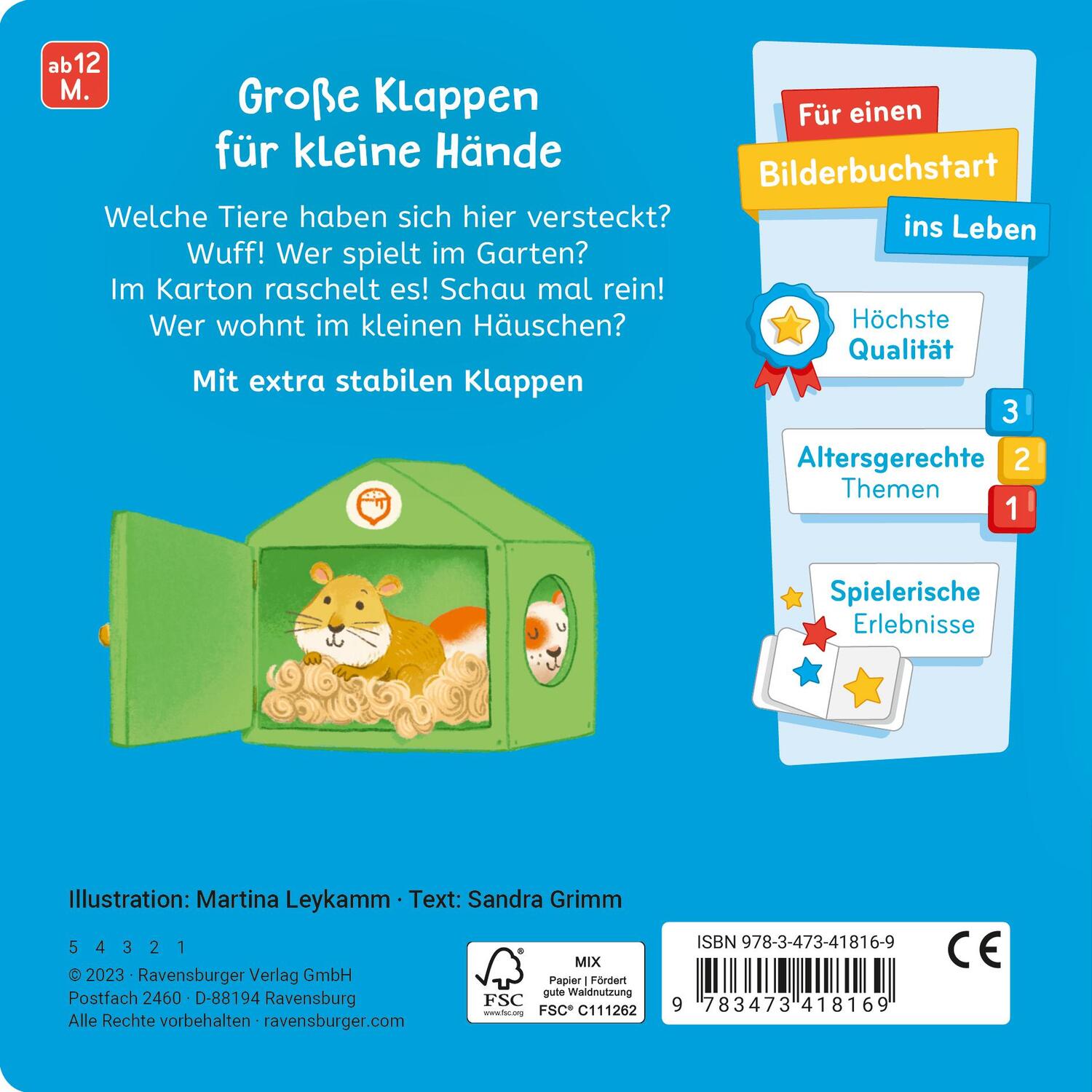 Rückseite: 9783473418169 | Was siehst du? Klapp auf, klapp zu! Meine Tiere | Sandra Grimm | Buch