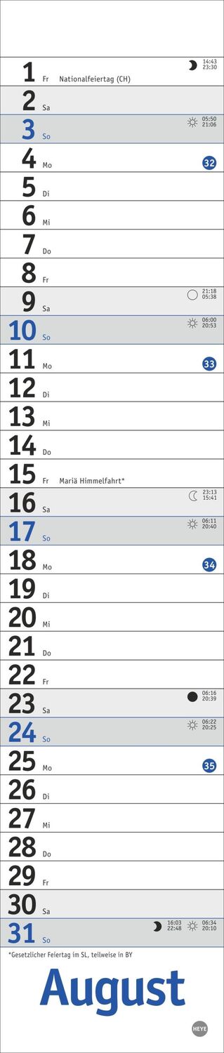 Bild: 9783756406357 | Langplaner mini, blau 2025 | Kalender | Bürokalender Heye | 13 S.