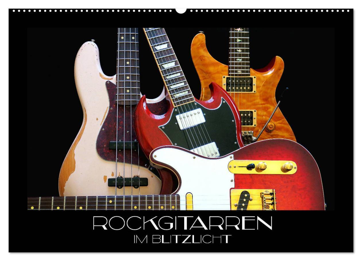 Cover: 9783383135057 | Rockgitarren im Blitzlicht (Wandkalender 2024 DIN A2 quer),...