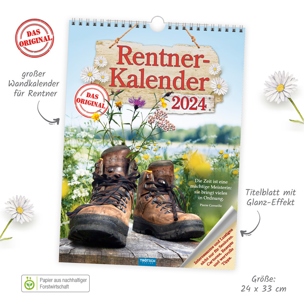Bild: 9783965529878 | Trötsch Classickalender Rentnerkalender 2024 - Interessantes und...