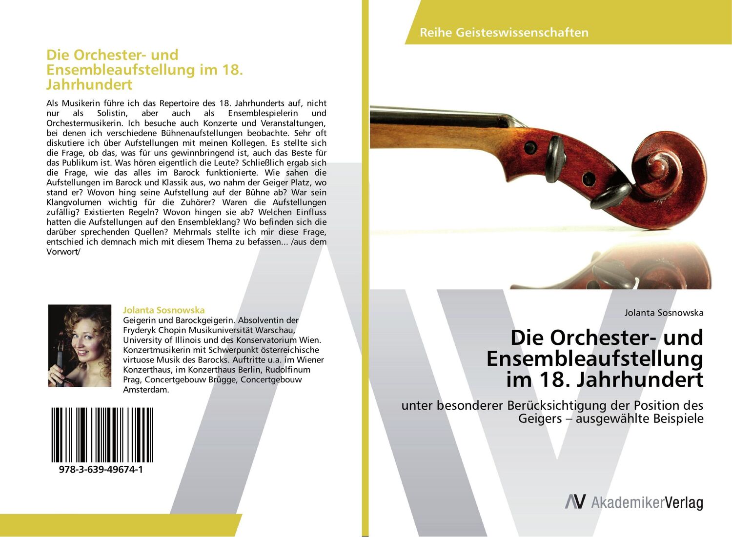 Cover: 9783639496741 | Die Orchester- und Ensembleaufstellung im 18. Jahrhundert | Sosnowska