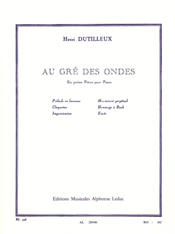 Cover: 9790046204463 | Au Gre Des Ondes | Henri Dutilleux | Buch | Alphonse Leduc