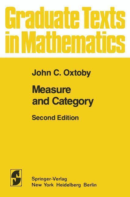 Bild: 9780387905082 | Measure and Category | John C. Oxtoby | Buch | x | Englisch | 1996