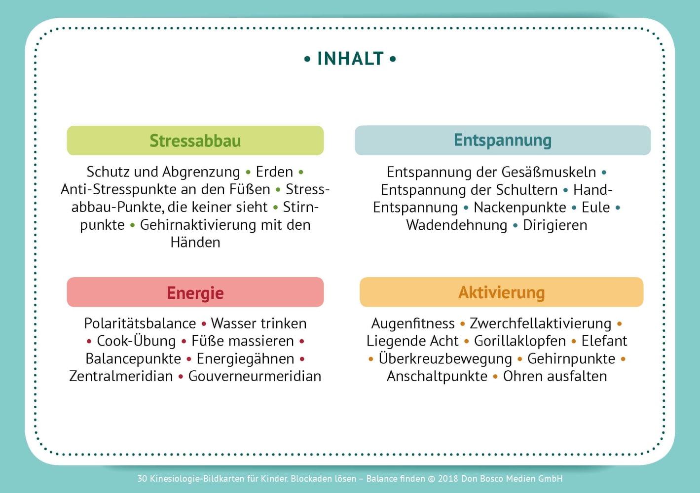 Bild: 4260179515040 | 30 Kinesiologie-Bildkarten für Kinder | Nina Hock (u. a.) | Box | 2022