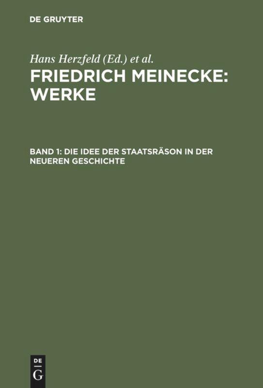 Cover: 9783486450941 | Die Idee der Staatsräson in der neueren Geschichte | Meinecke | Buch