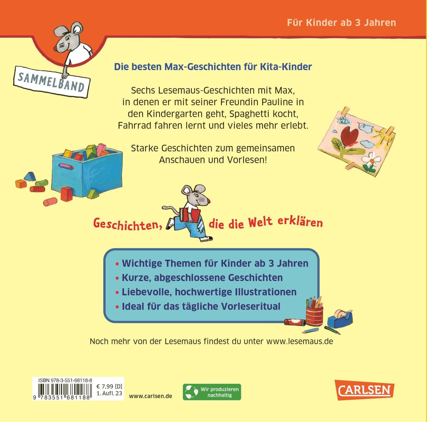 Rückseite: 9783551681188 | LESEMAUS Sonderbände: Die besten MAX-Geschichten für Kita-Kinder