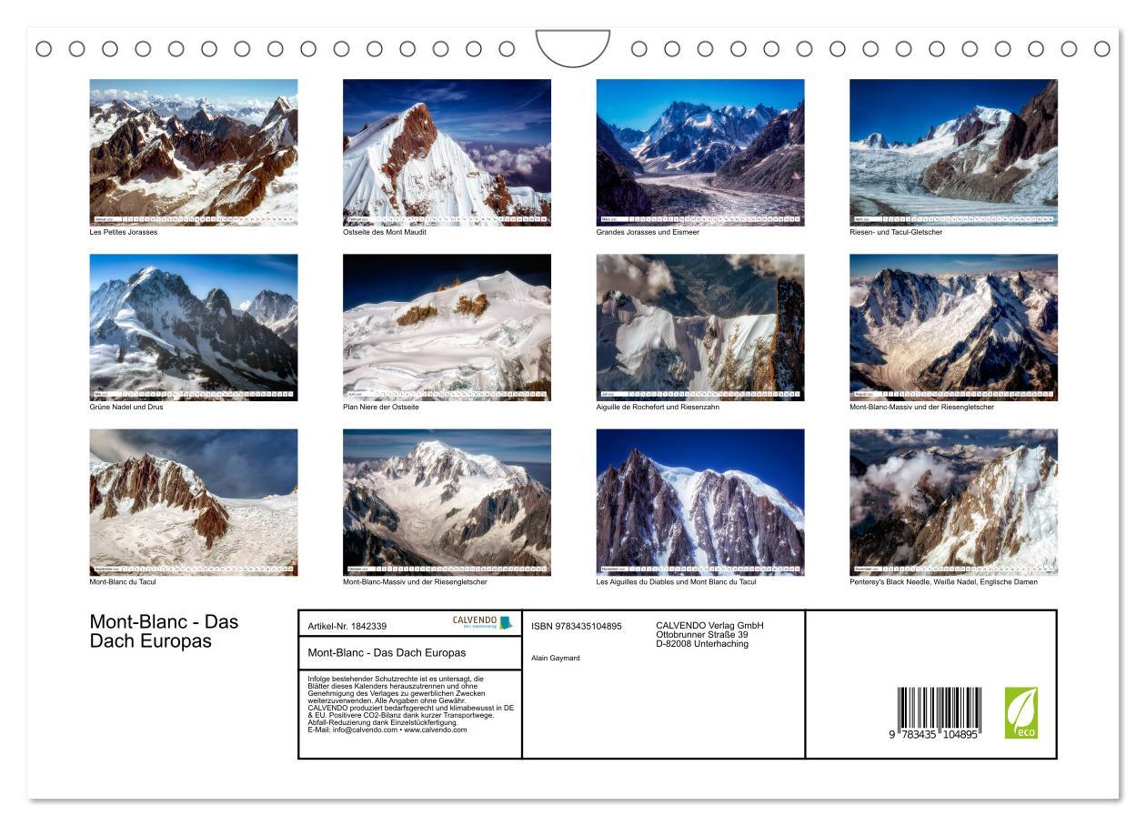 Bild: 9783435104895 | Mont-Blanc - Das Dach Europas (Wandkalender 2025 DIN A4 quer),...