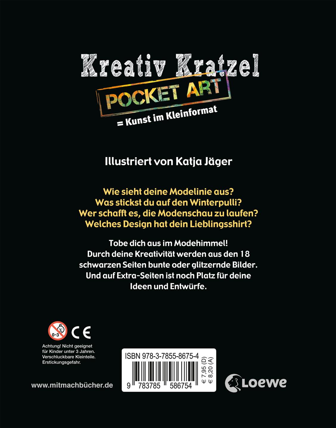 Rückseite: 9783785586754 | Kreativ-Kratzel Pocket Art: Fashion | Katja Jäger | Taschenbuch | 2017