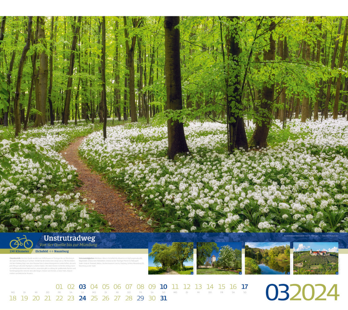 Bild: 9783838424255 | Deutschlands schönste Radfernwege Kalender 2024 | Kunstverlag | 14 S.