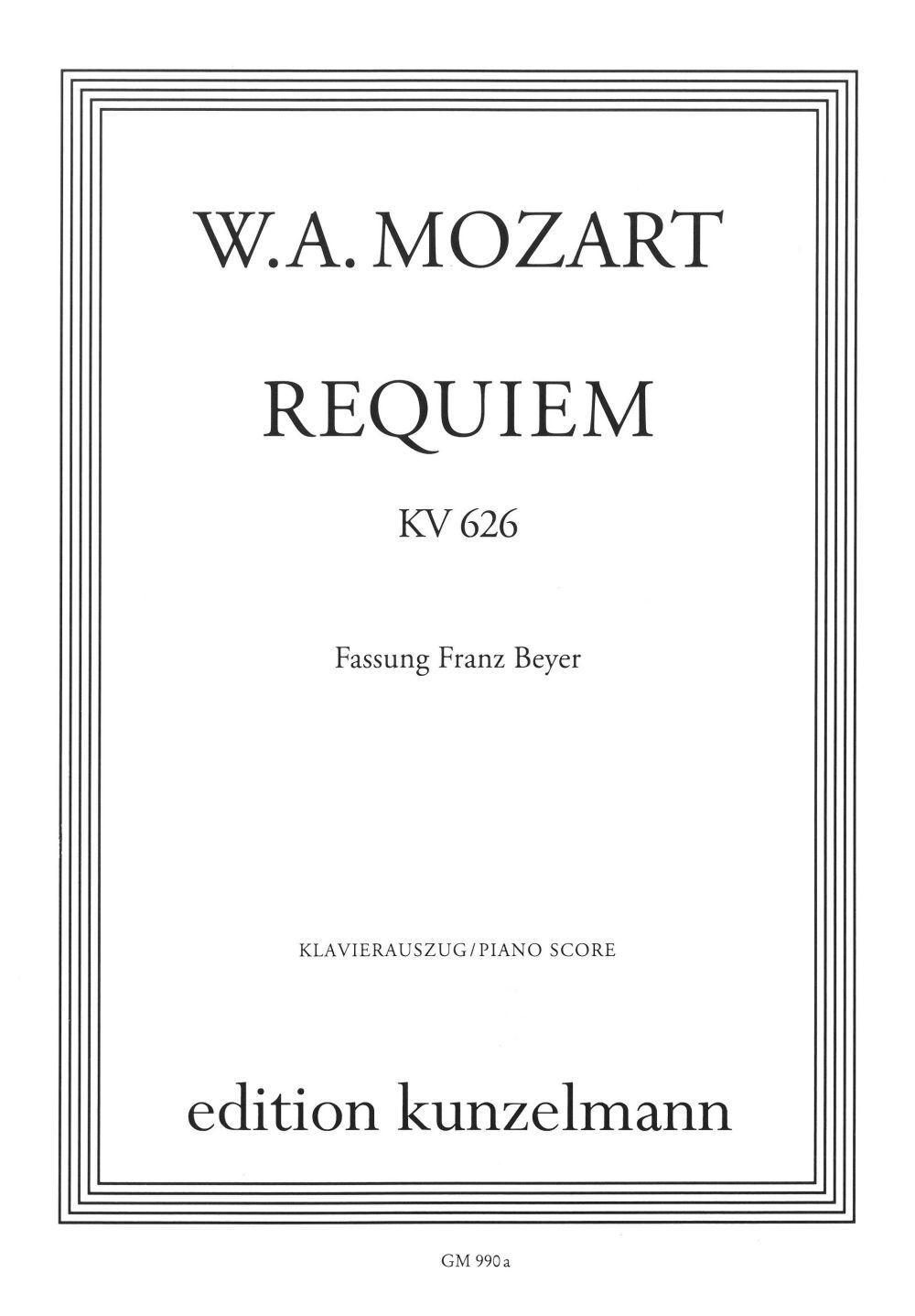 Cover: 9790206200007 | Requiem KV626 ( Beyer ) | Wolfgang Amadeus Mozart | Taschenbuch | 2015