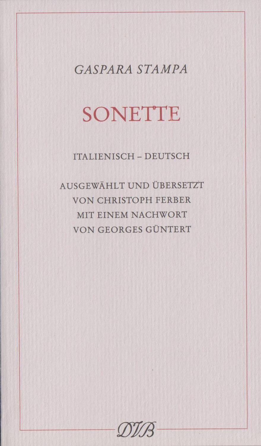 Cover: 9783871620553 | Sonette | Italienisch-Deutsch | Gaspara Stampa | Taschenbuch | Deutsch