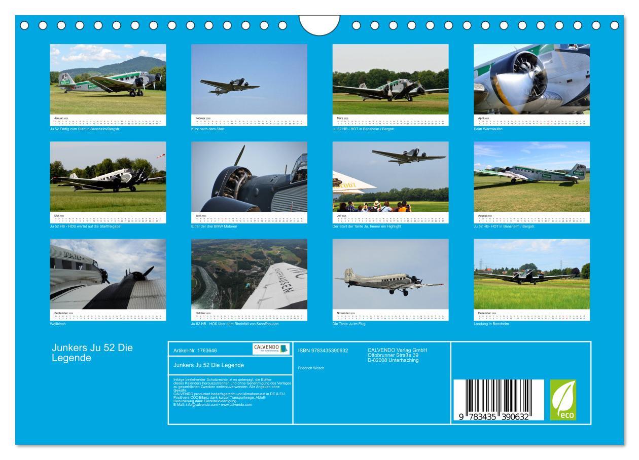 Bild: 9783435390632 | Junkers Ju 52 Die Legende (Wandkalender 2025 DIN A4 quer), CALVENDO...