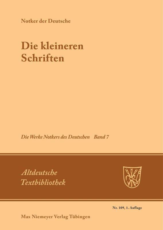 Cover: 9783484202092 | Die kleineren Schriften | Petrus W. Tax (u. a.) | Taschenbuch | ISSN