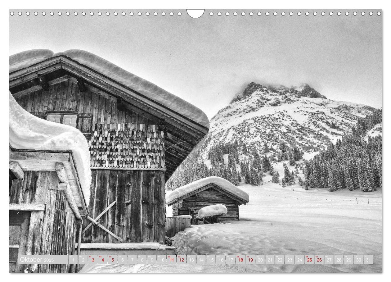 Bild: 9783435299829 | Arlberg black and white (Wandkalender 2025 DIN A3 quer), CALVENDO...