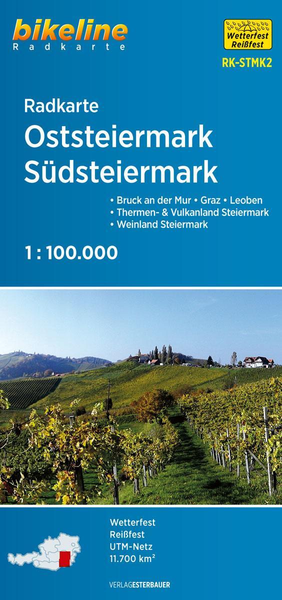 Cover: 9783850009706 | Radkarte Oststeiermark, Südsteiermark 1:100.000 | Esterbauer Verlag