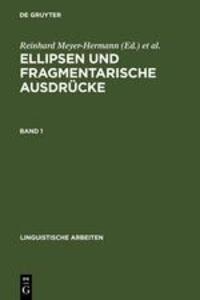 Cover: 9783484104778 | Ellipsen und fragmentarische Ausdrücke | Bd. 1 | Hannes Rieser (u. a.)