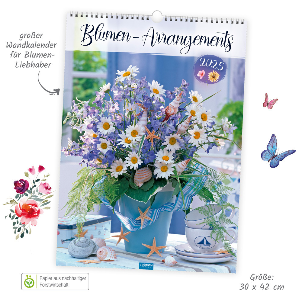 Bild: 9783988022264 | Trötsch Großbildkalender Blumen-Arrangements 2025 | Wandkalender