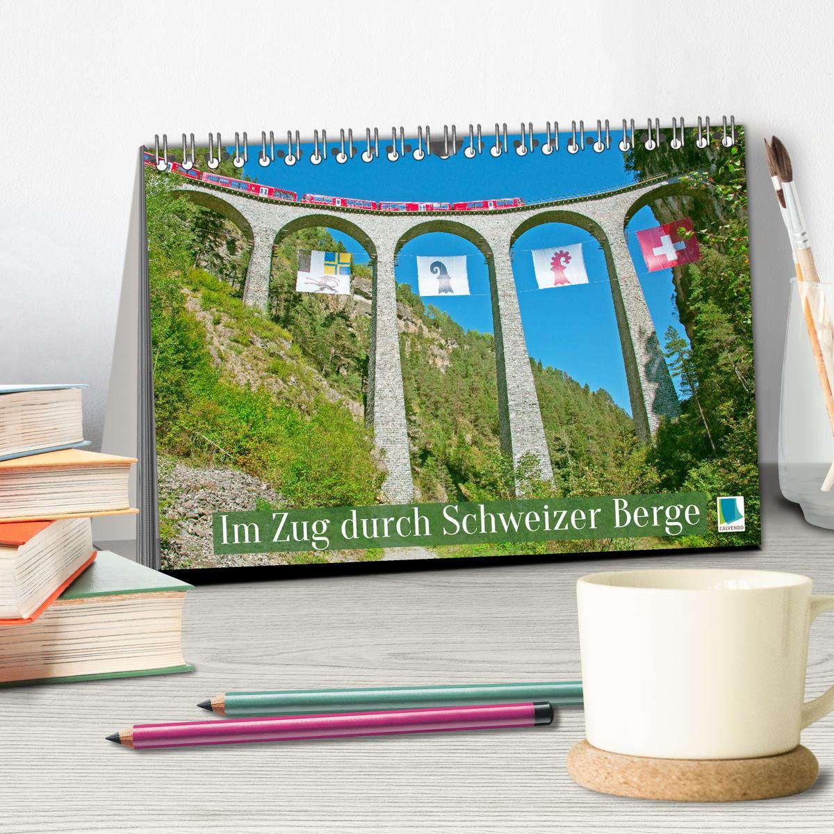 Bild: 9783457140468 | Im Zug durch Schweizer Berge (Tischkalender 2025 DIN A5 quer),...