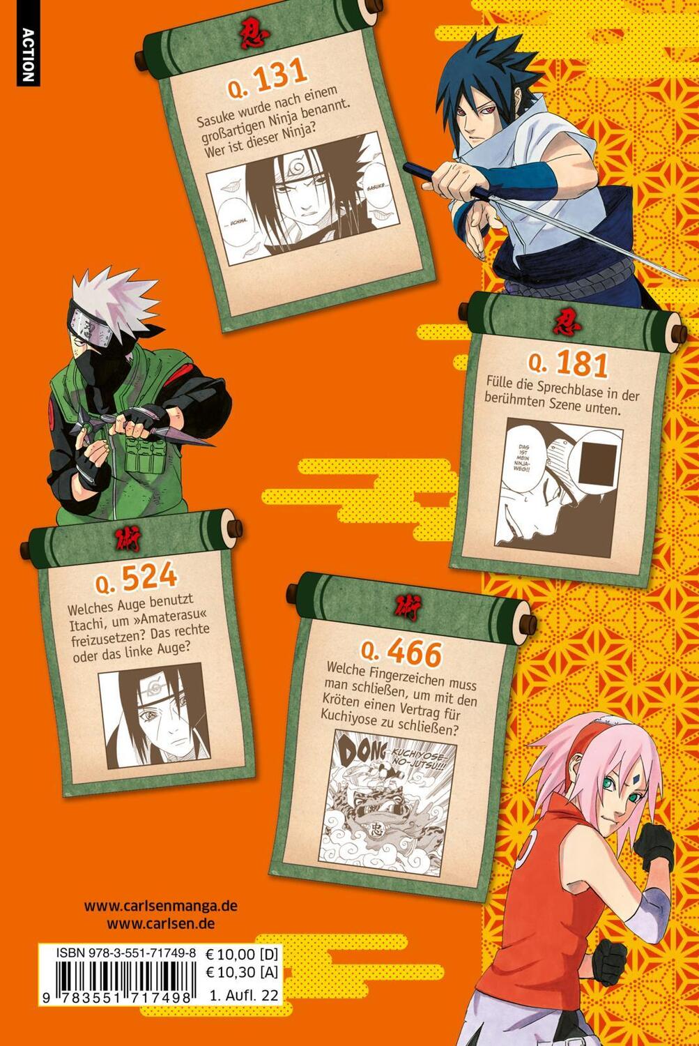 Rückseite: 9783551717498 | Naruto Quiz Book | Masashi Kishimoto | Taschenbuch | 224 S. | Deutsch