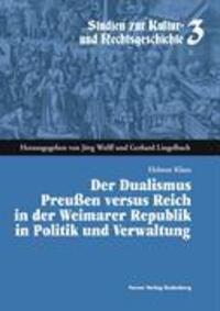 Cover: 9783936999235 | Der Dualismus Preußen versus Reich in der Weimarar Republik in...