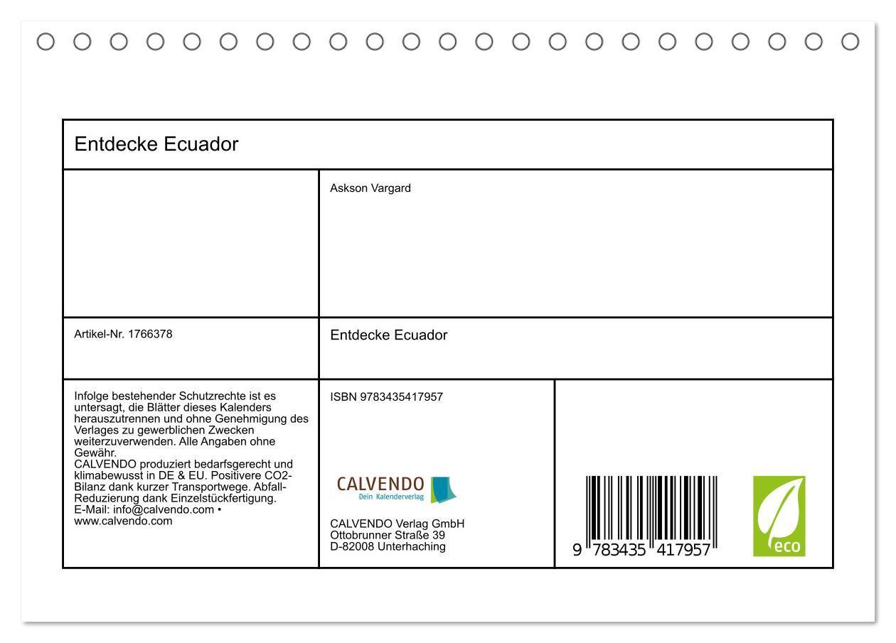 Bild: 9783435417957 | Entdecke Ecuador (Tischkalender 2025 DIN A5 quer), CALVENDO...