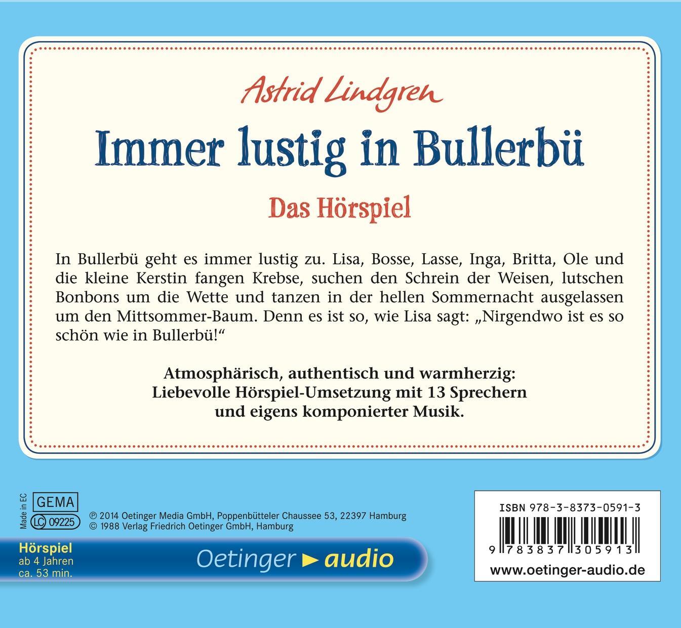 Rückseite: 9783837305913 | Immer lustig in Bullerbü - Das Hörspiel (CD) | Hörspiel, ca. 53 min.