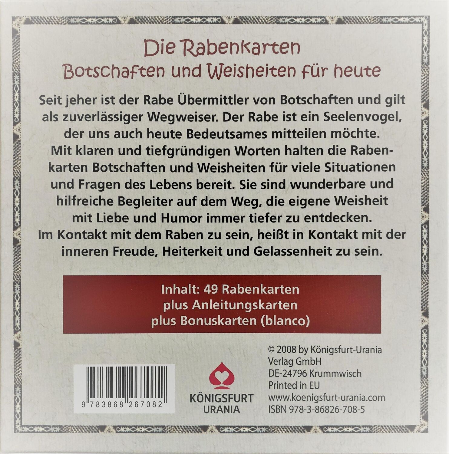 Rückseite: 9783868267082 | Rabenkarten | Das Rabenorakel. 49 Karten mit Anleitung | Gabi Bücker