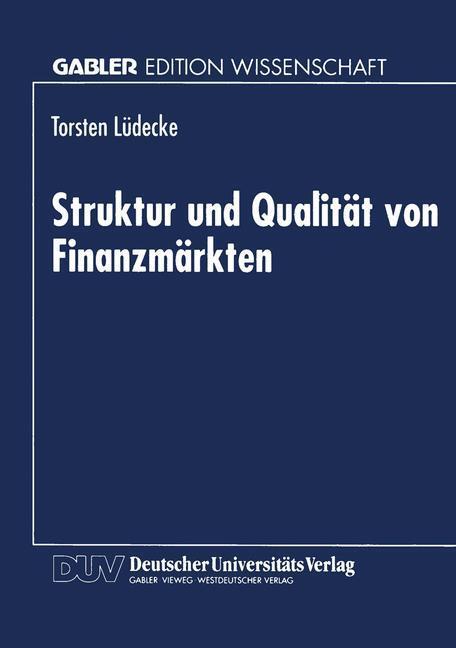 Cover: 9783824462827 | Struktur und Qualität von Finanzmärkten | Taschenbuch | Paperback