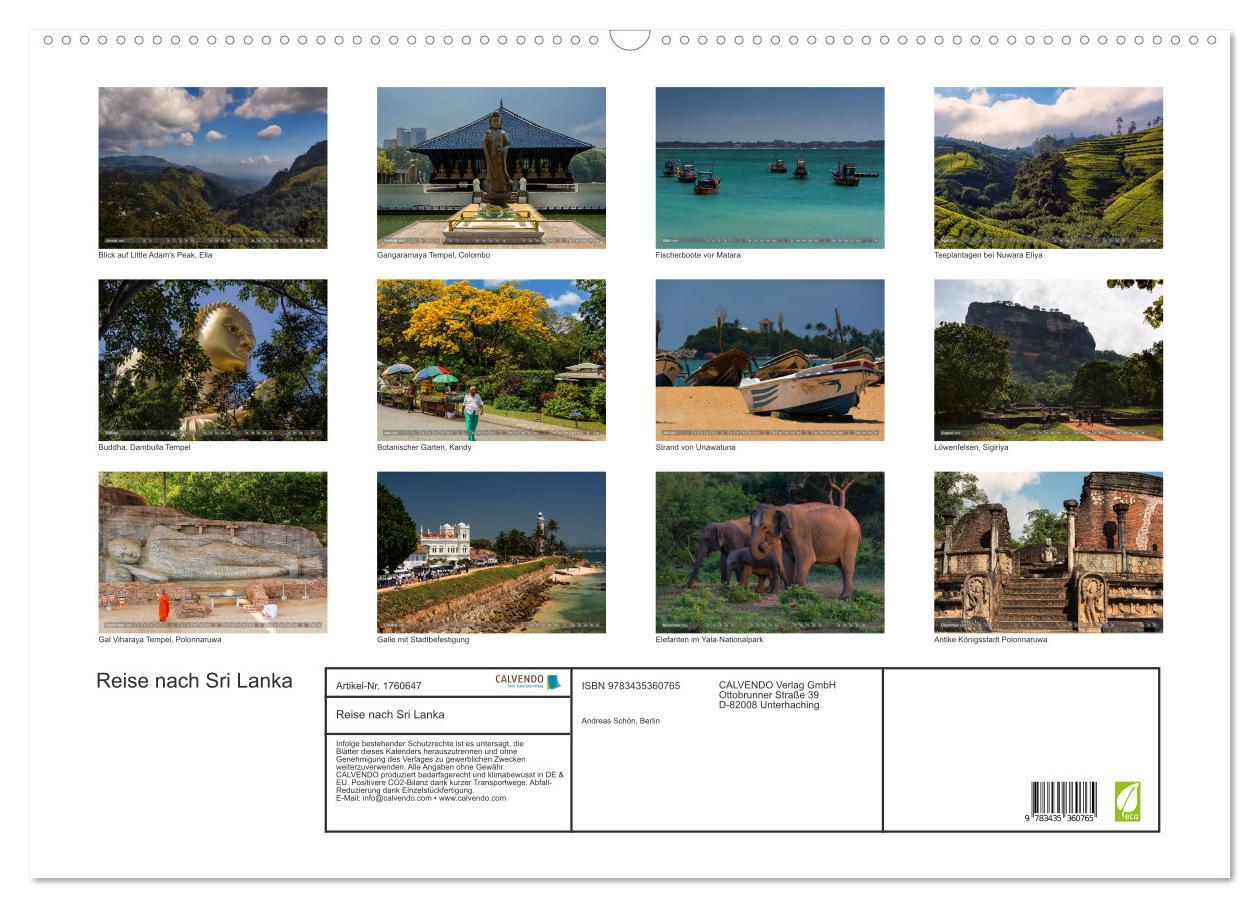 Bild: 9783435360765 | Reise nach Sri Lanka (Wandkalender 2025 DIN A2 quer), CALVENDO...