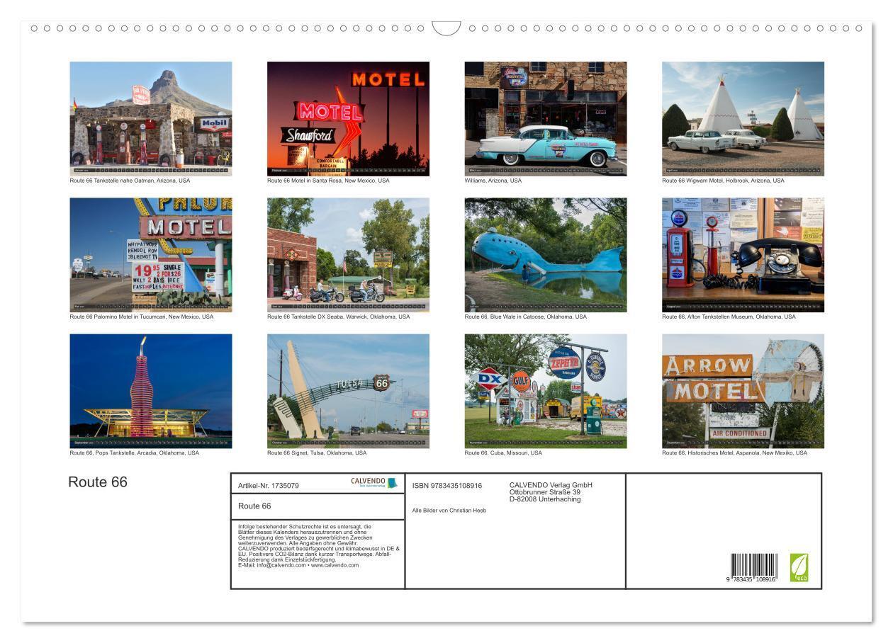 Bild: 9783435108916 | Route 66 (Wandkalender 2025 DIN A2 quer), CALVENDO Monatskalender