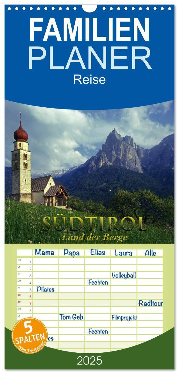 Cover: 9783457117835 | Familienplaner 2025 - SÜDTIROL - Land der Berge mit 5 Spalten...