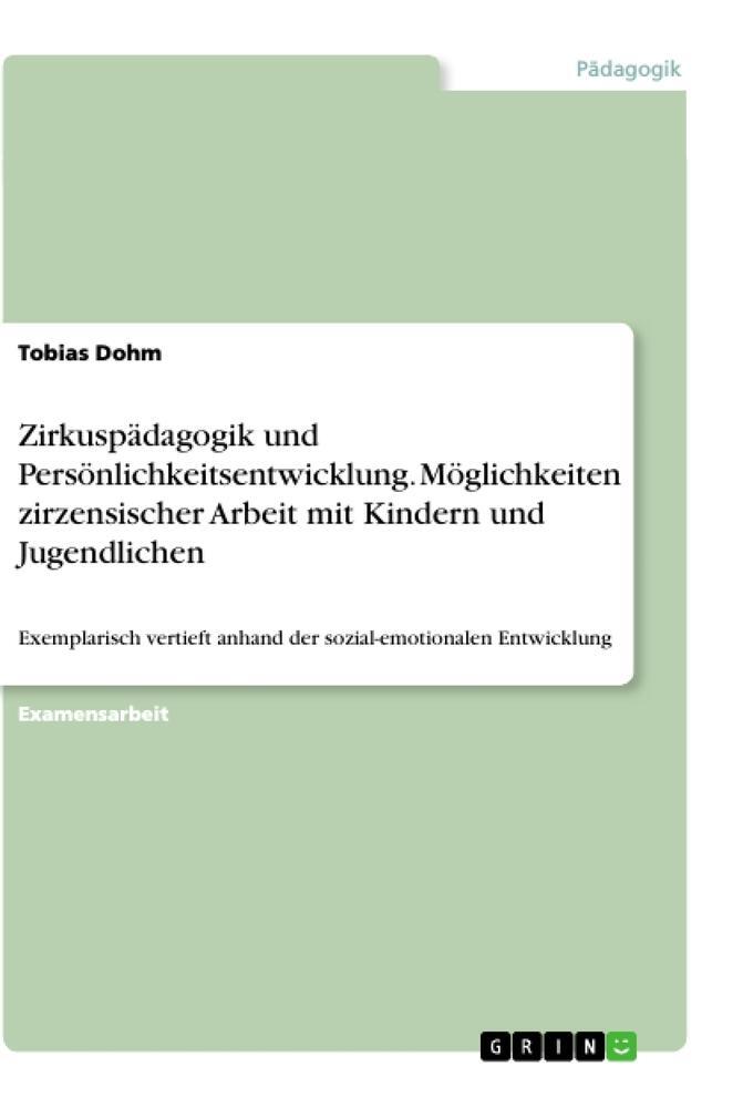 Cover: 9783346142627 | Zirkuspädagogik und Persönlichkeitsentwicklung. Möglichkeiten...
