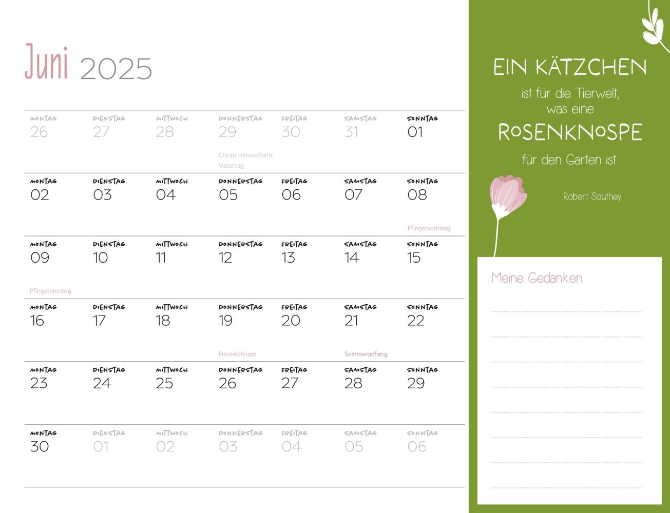 Bild: 9783966648561 | Mein Literarischer Katzenkalender 2025 Wandkalender | Kalender | 14 S.