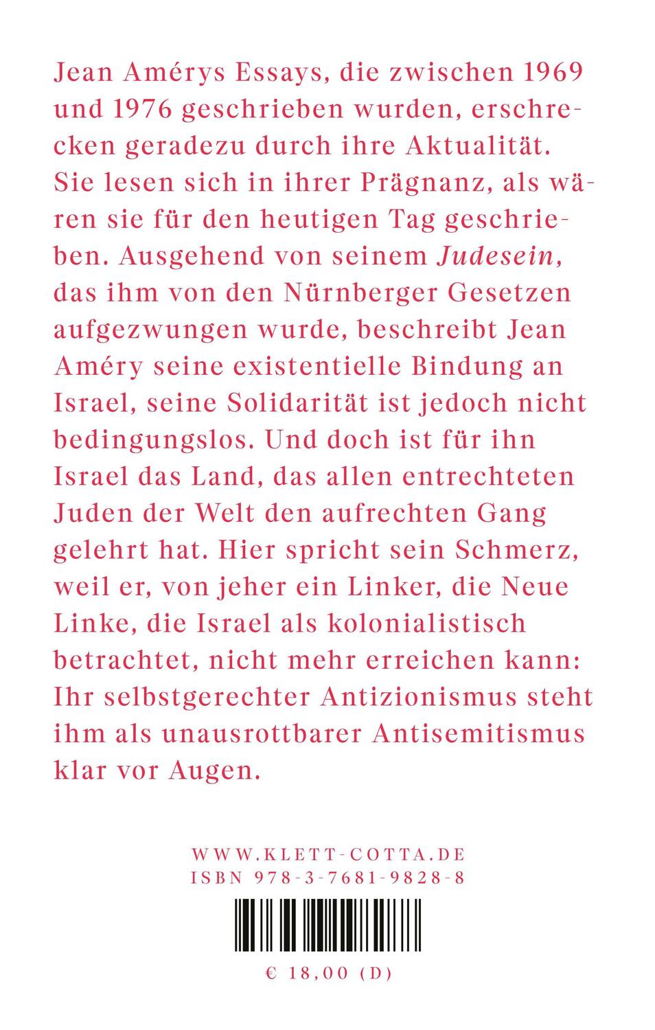 Rückseite: 9783768198288 | Der neue Antisemitismus | Jean Améry | Taschenbuch | 120 S. | Deutsch