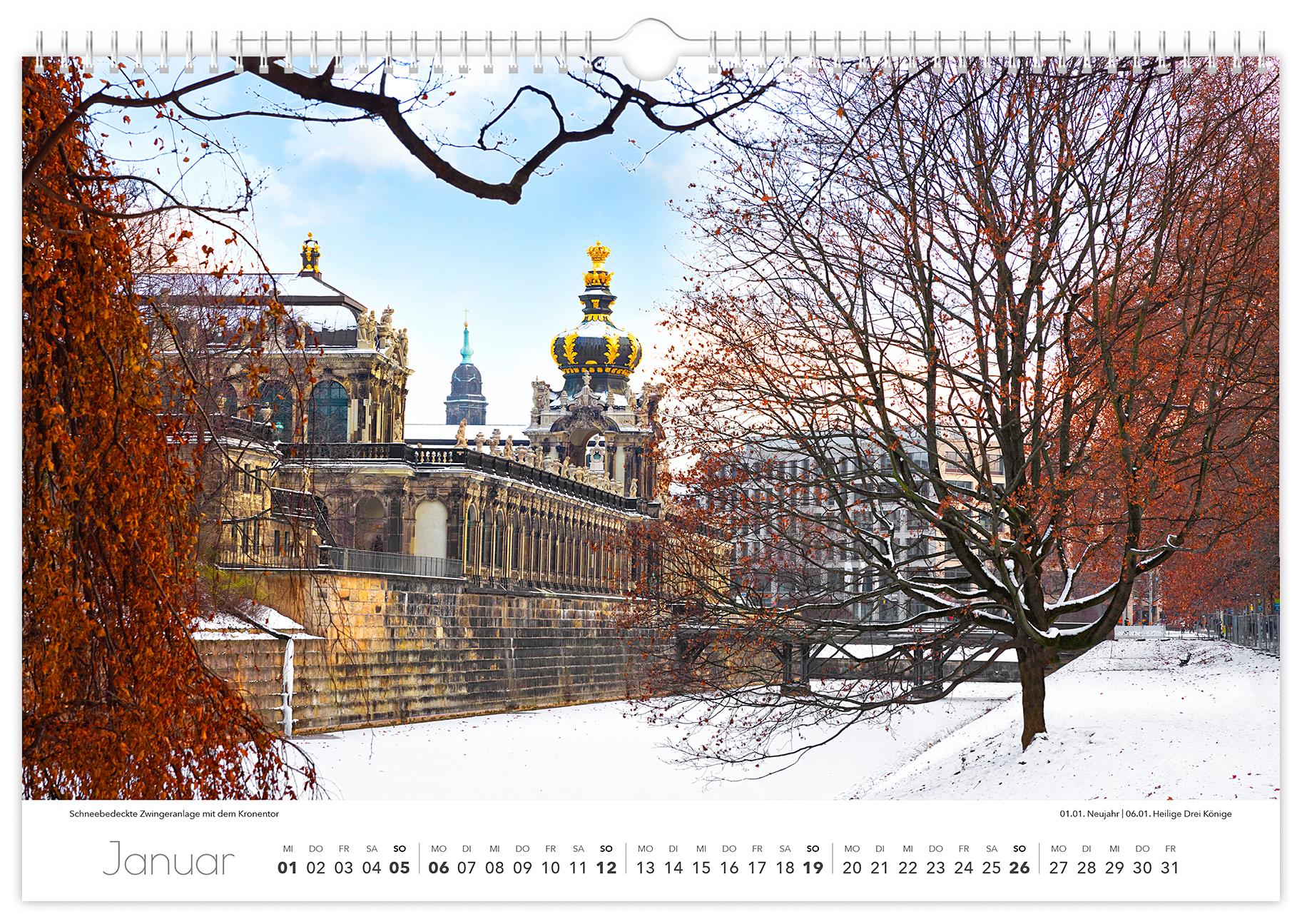 Bild: 9783910680487 | Kalender Dresden Elbflorenz 2025 | 45 x 30 cm weißes Kalendarium