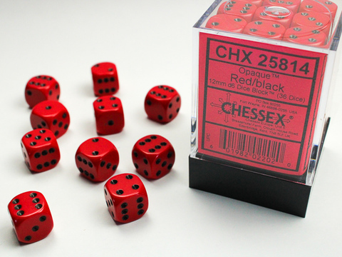 Cover: 601982022020 | Opaque 12mm d6 Red/black Dice Block™ (36 dice) | deutsch | Chessex