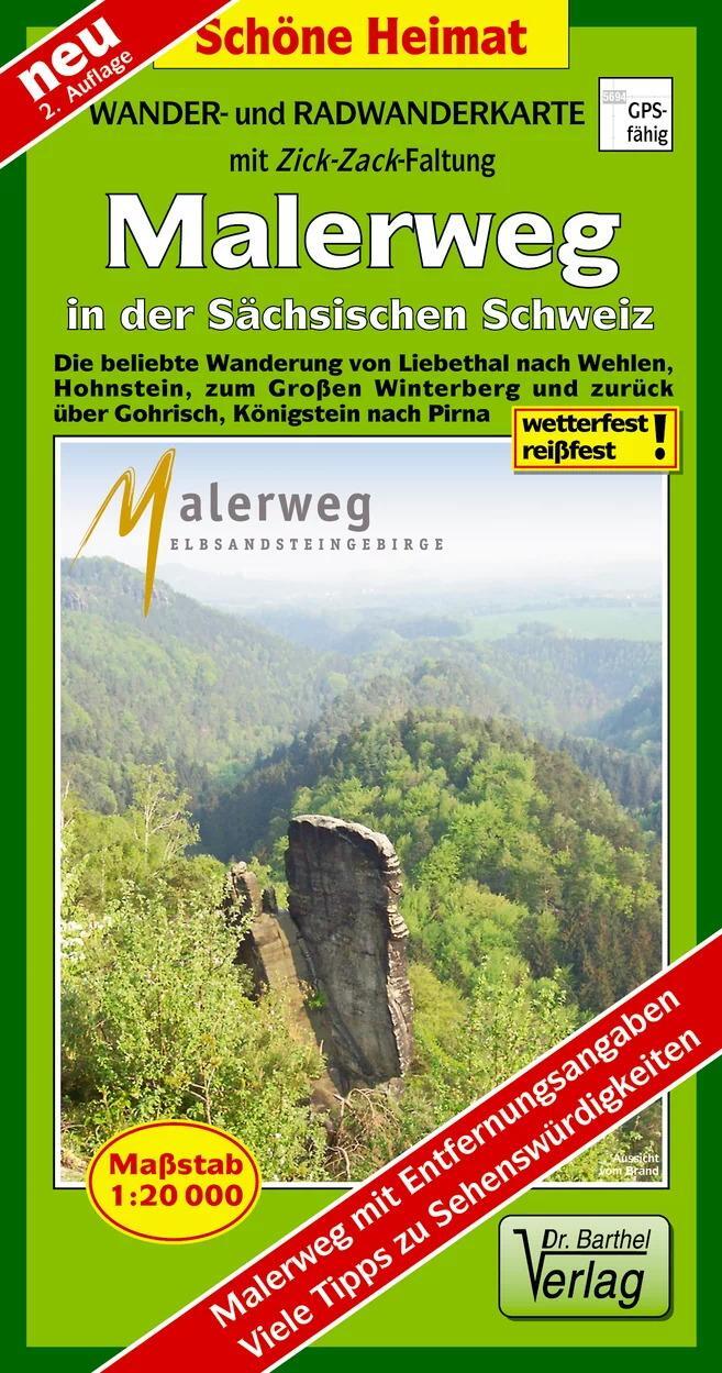 Cover: 9783895912047 | Radwander- und Wanderkarte Malerweg in der Sächsischen Schweiz 1:20000