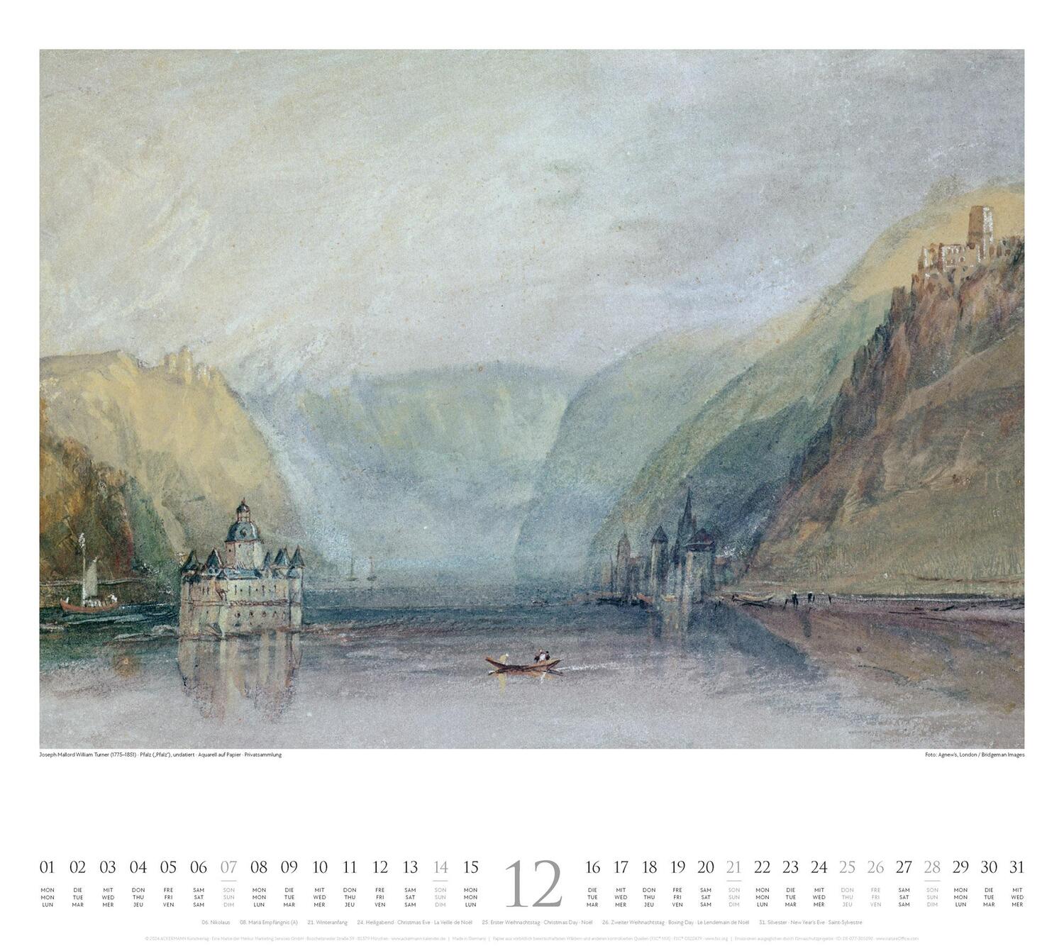 Bild: 9783838425658 | William Turner Kalender 2025 | William Turner (u. a.) | Kalender