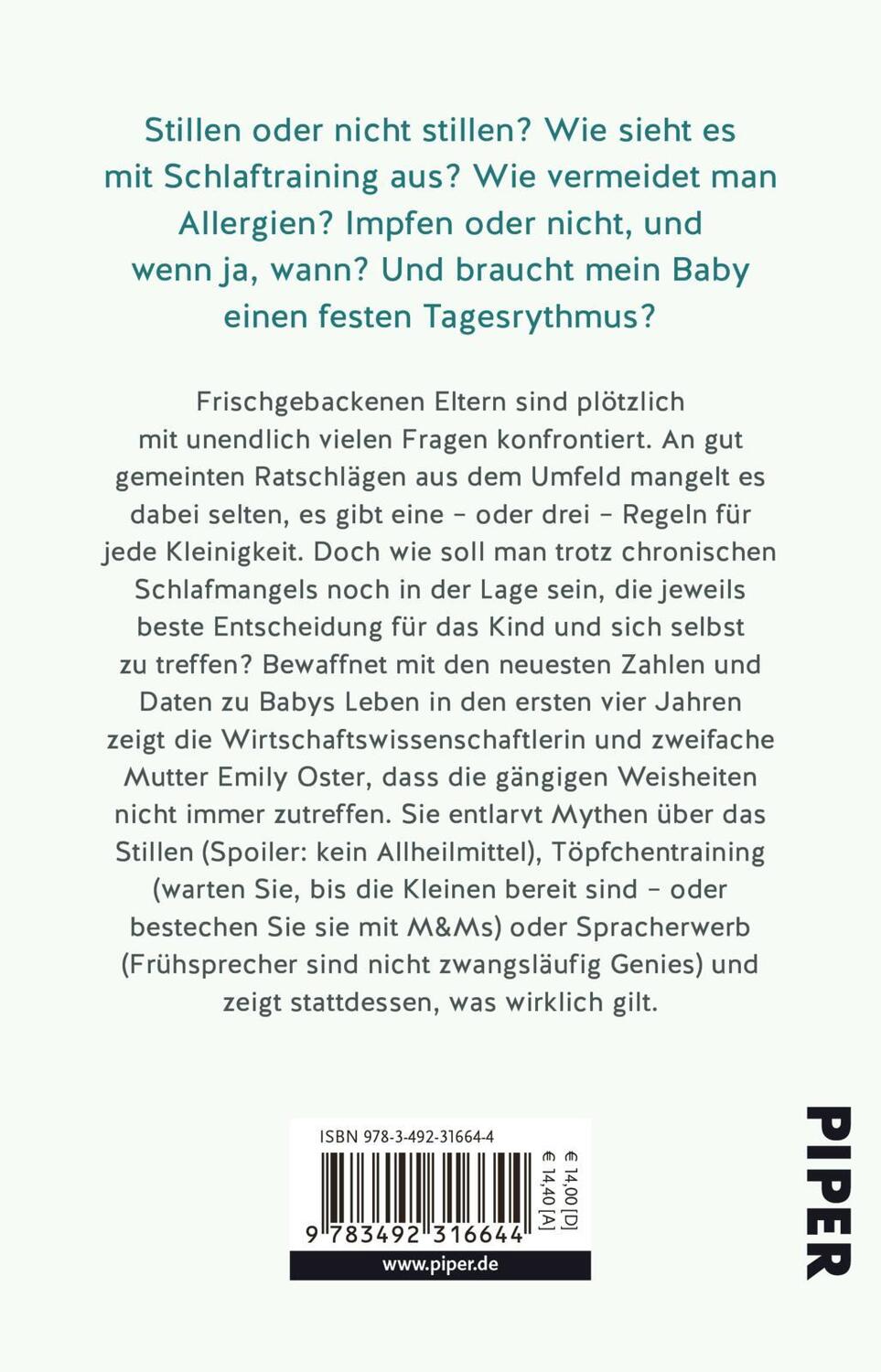 Rückseite: 9783492316644 | Das einzig wahre Baby-Handbuch | Emily Oster | Taschenbuch | Deutsch