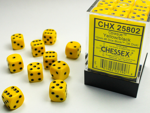 Cover: 601982021948 | Opaque 12mm d6 Yellow/black Dice Block™ (36 dice) | deutsch | Chessex